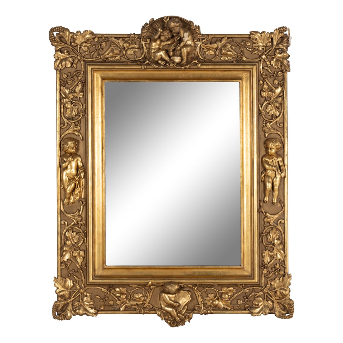 A Baroque Style Carved Giltwood and Gesso Figural Mirror (1 of 4)