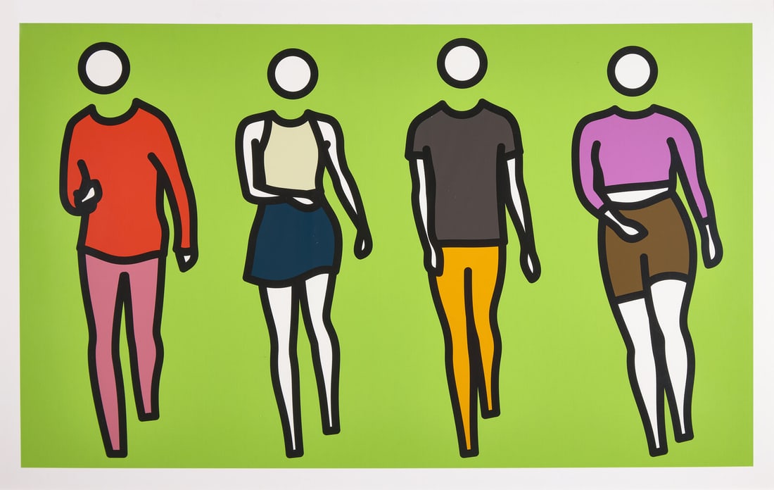 Julian Opie (British, b. 1958) Dance 2 (from Dance Synced), 2024: Julian Opie (British, b. 1958) Dance 2 (from Dance Synced), 2024 screenprint in colors on Archival Museum Board signed and numbered 21/45 in pencil, verso 33 1/4 x 54 15/16 inches. This lot is located