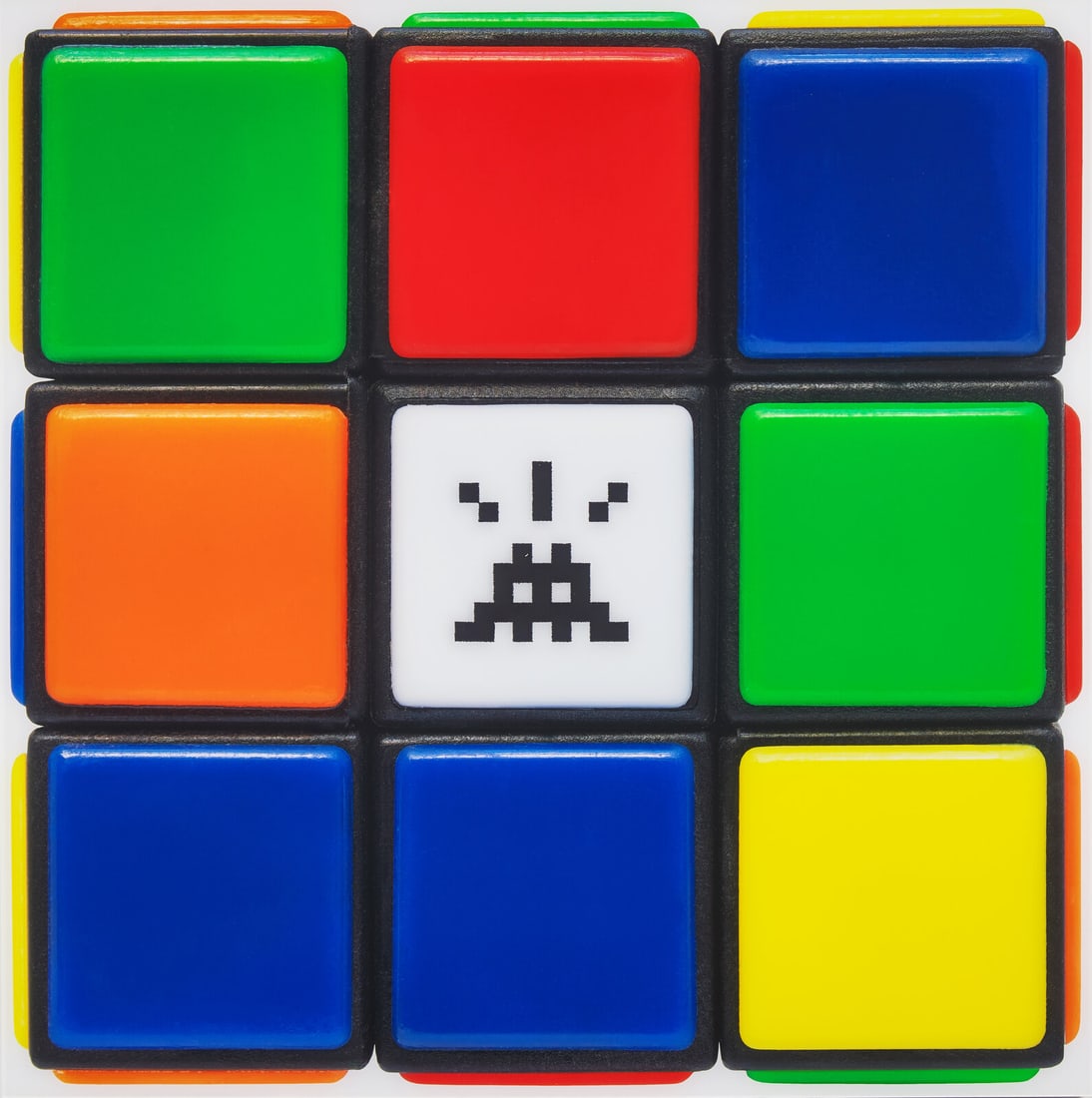 Invader (French, b. 1969) Invaded Cube (from Rubikcubism), 2023 (1 of 3)