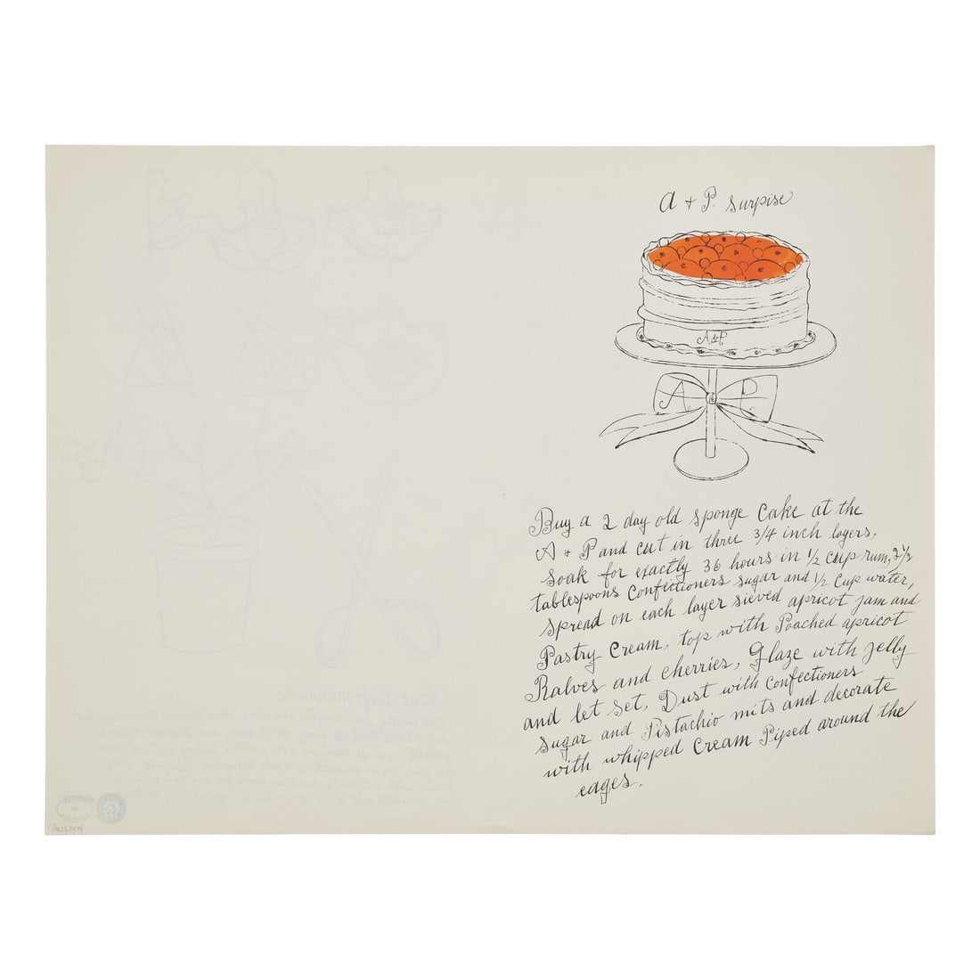 Andy Warhol (American, 1928-1987) A + P Surprise (from Wild Raspberries) 1959 (1 of 4)