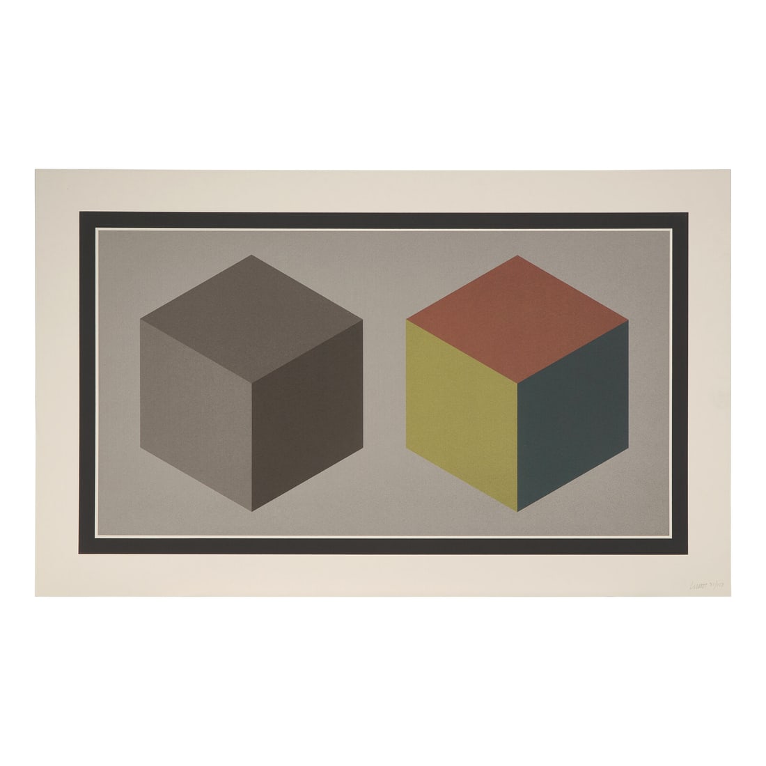 Sol LeWitt (American, 1928-2007) Double Cubes in Grays and Colors Superimposed, 1989 (1 of 3)