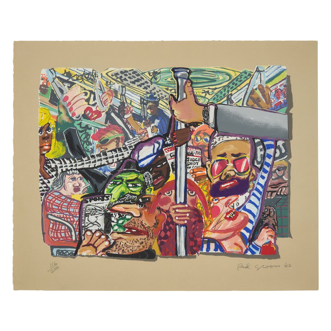 Red Grooms (American, b. 1937) Saskia Down the Metro (from New York, New York), 1983 (1 of 3)