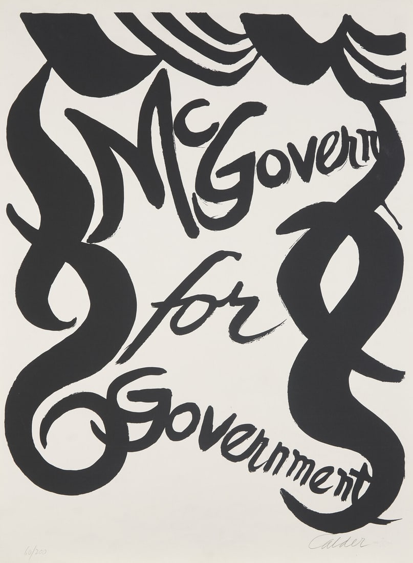 Alexander Calder (American, 1898–1976) McGovern for McGovernment, 1972: Alexander Calder (American, 1898–1976) McGovern for McGovernment, 1972 lithograph on Rives BFK paper signed and numbered 60/200 in pencil 32 3/8 x 24 inches. This lot is located in Philadelphia.
