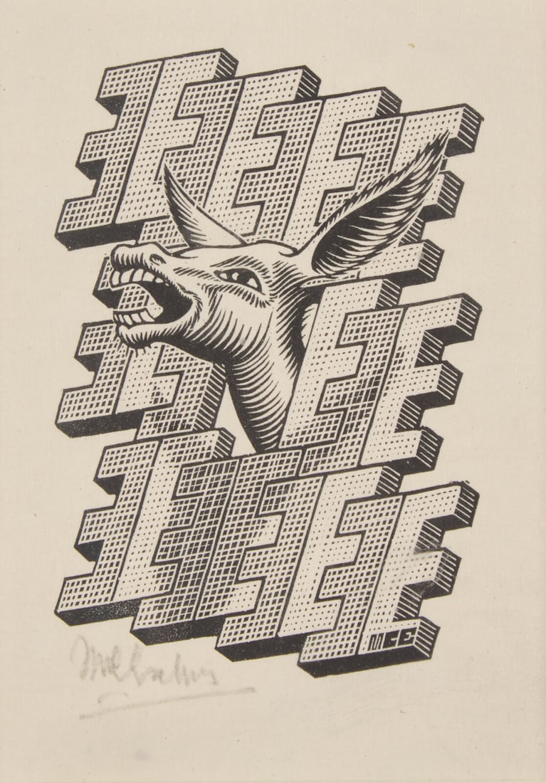 M.C. Escher (Dutch, 1898-1972) E is een Ezel (Donkey), 1953 (1 of 3)