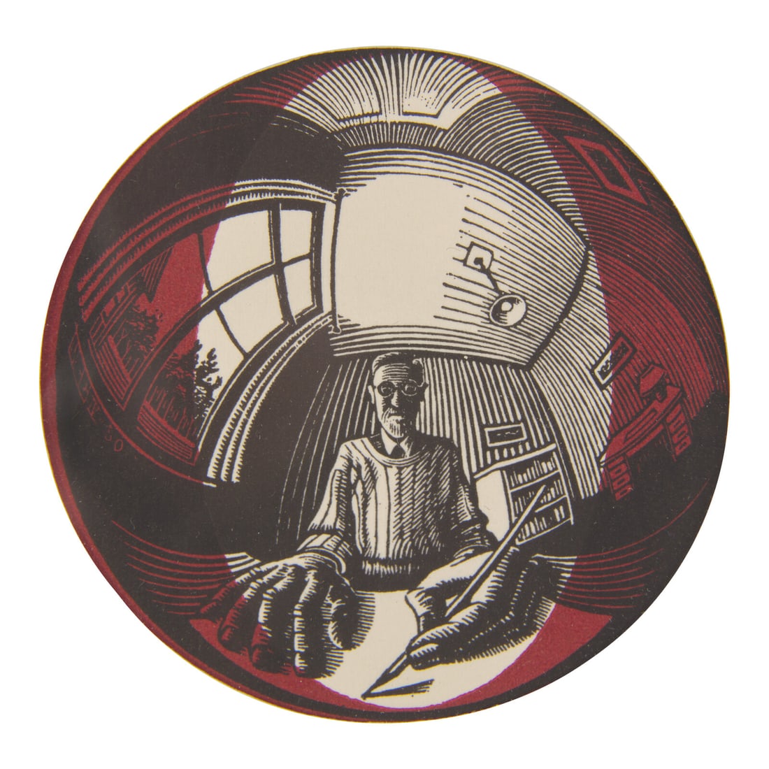 M.C. Escher (Dutch, 1898-1972) Self-Portrait in Spherical Mirror (from Regelmatige Vlakverdeling: M.C. Escher (Dutch, 1898-1972) Self-Portrait in Spherical Mirror (from Regelmatige Vlakverdeling (Regular Division of the Plane)), 1958 metal cliché print from the edition of 175 Diameter: 2 7/8