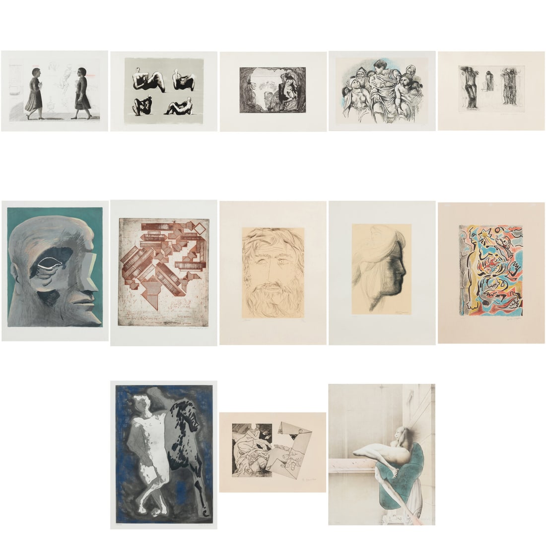 Various Artists (20th century) Omaggio a Michelangelo (complete portfolio of thirteen), 1975: Various Artists (20th century) Omaggio a Michelangelo (complete portfolio of thirteen), 1975 Including works by Horst Antes, Jorge Castrillo, Emilio Greco, Renato Guttuso, David Hockney, Jean Ipoust&#