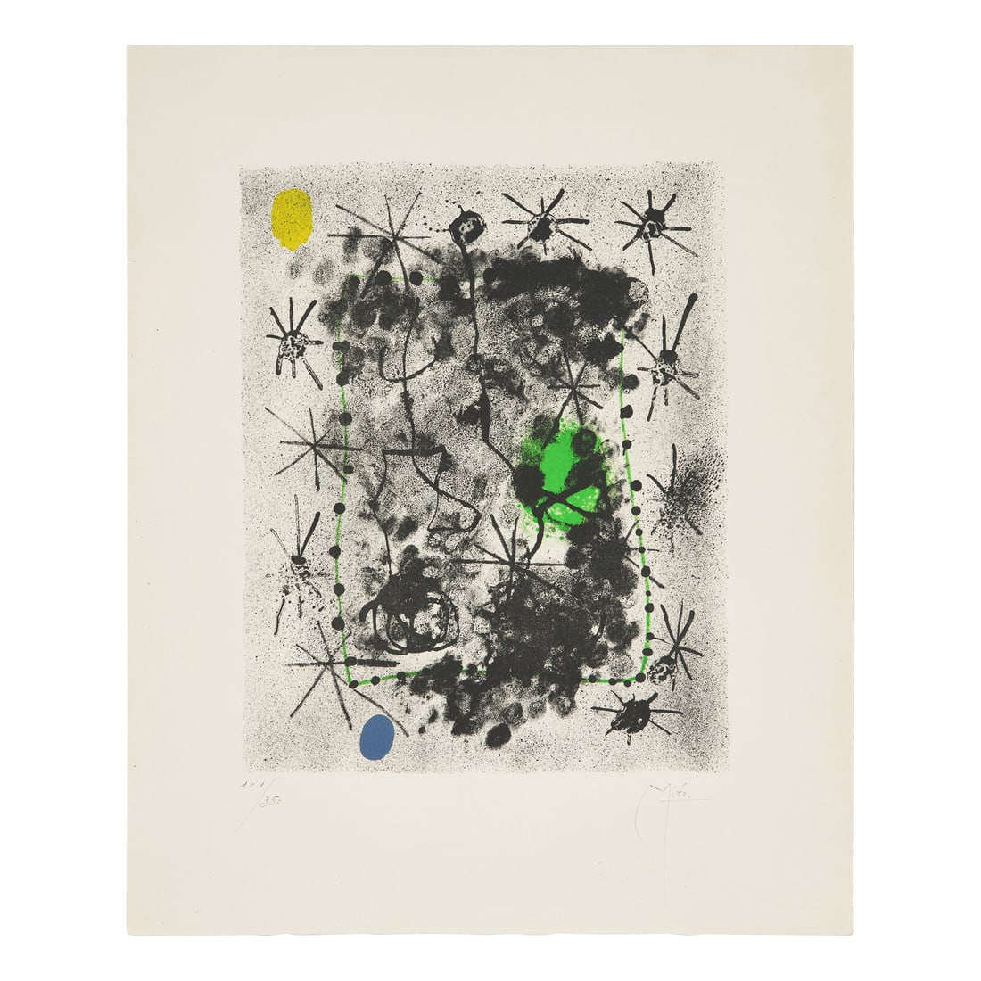 Joan Miró (Spanish, 1893–1983) One plate from Constellations, 1959: Joan Miró (Spanish, 1893–1983) One plate from Constellations, 1959 lithograph in colors on Arches paper signed and numbered 101/350 in pencil 11 3/4 x 9 1/2 inches. This lot is located in P