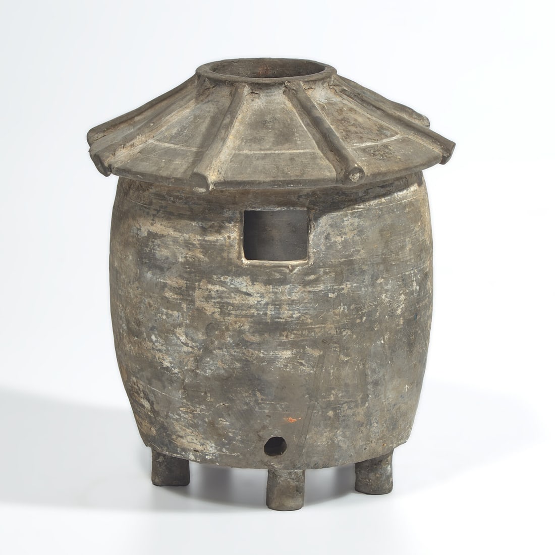 A Chinese Pottery Granary Vessel, Han Dynasty 漢 灰陶谷仓 (1 of 2)