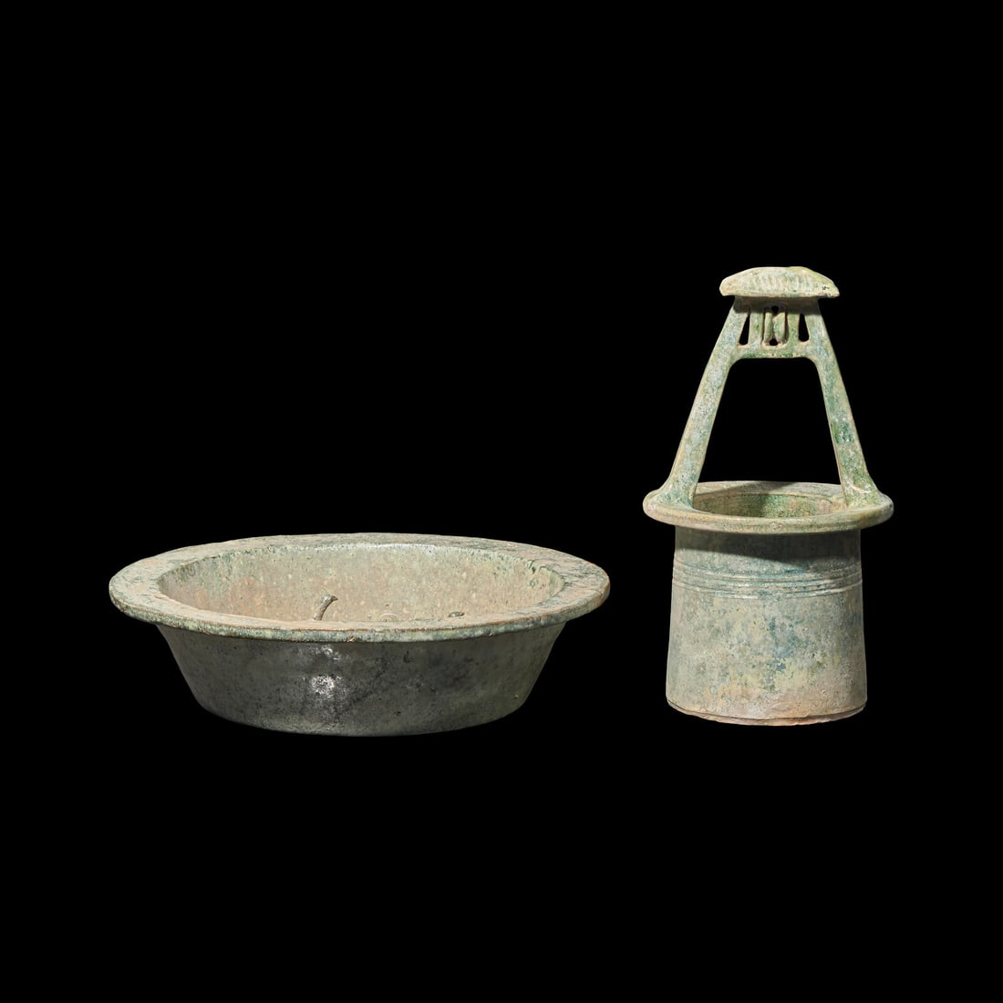 A Chinese Pottery Well and Goose Pan, Possibly Han Dynasty 或為漢 陶井 (1 of 3)