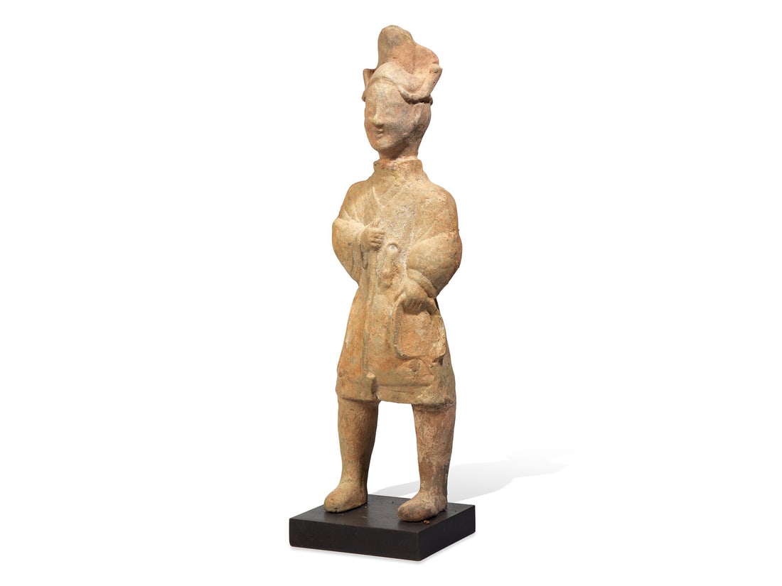A Large Chinese Sichuan Pottery Figure of a Farmer, Eastern Han Dynasty 東漢 四 (1 of 2)