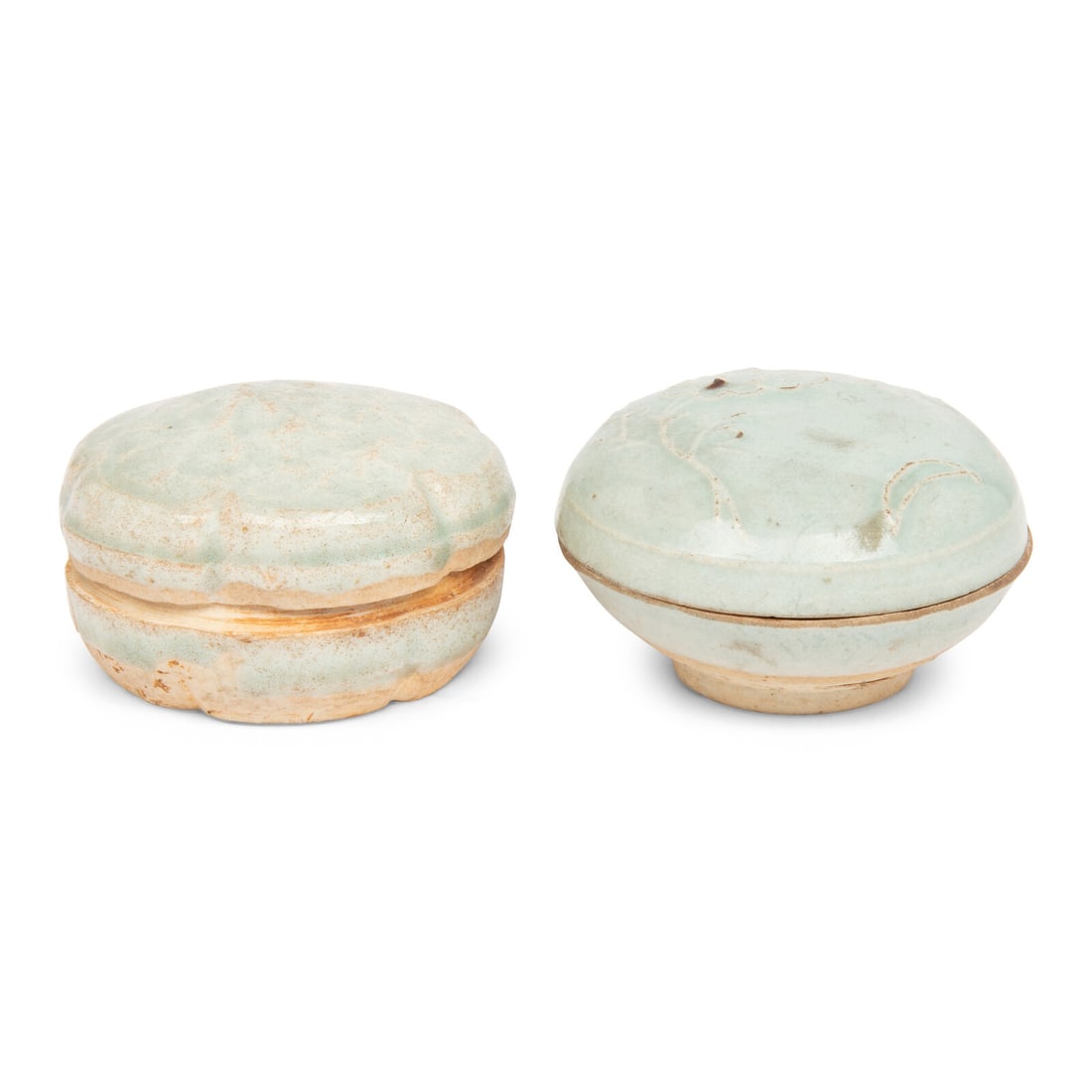 Two Chinese Molded Qingbai Glazed Small Boxes, Southern Song to Yuan Dynasty 南宋 (1 of 2)