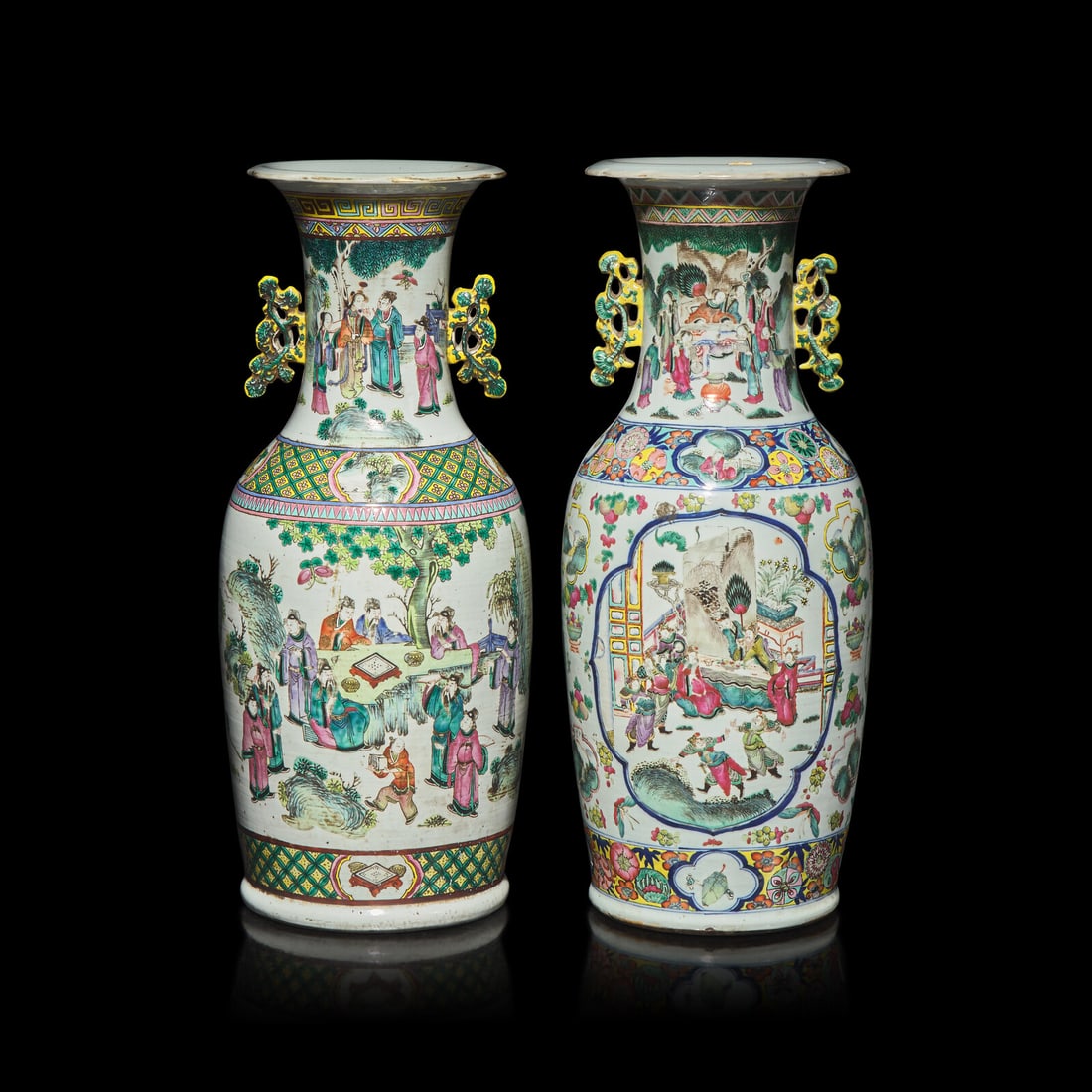 Two Chinese Famille Rose Porcelain 'Figural' Vases, Late 19th-20th Century 晚清-民 (1 of 3)