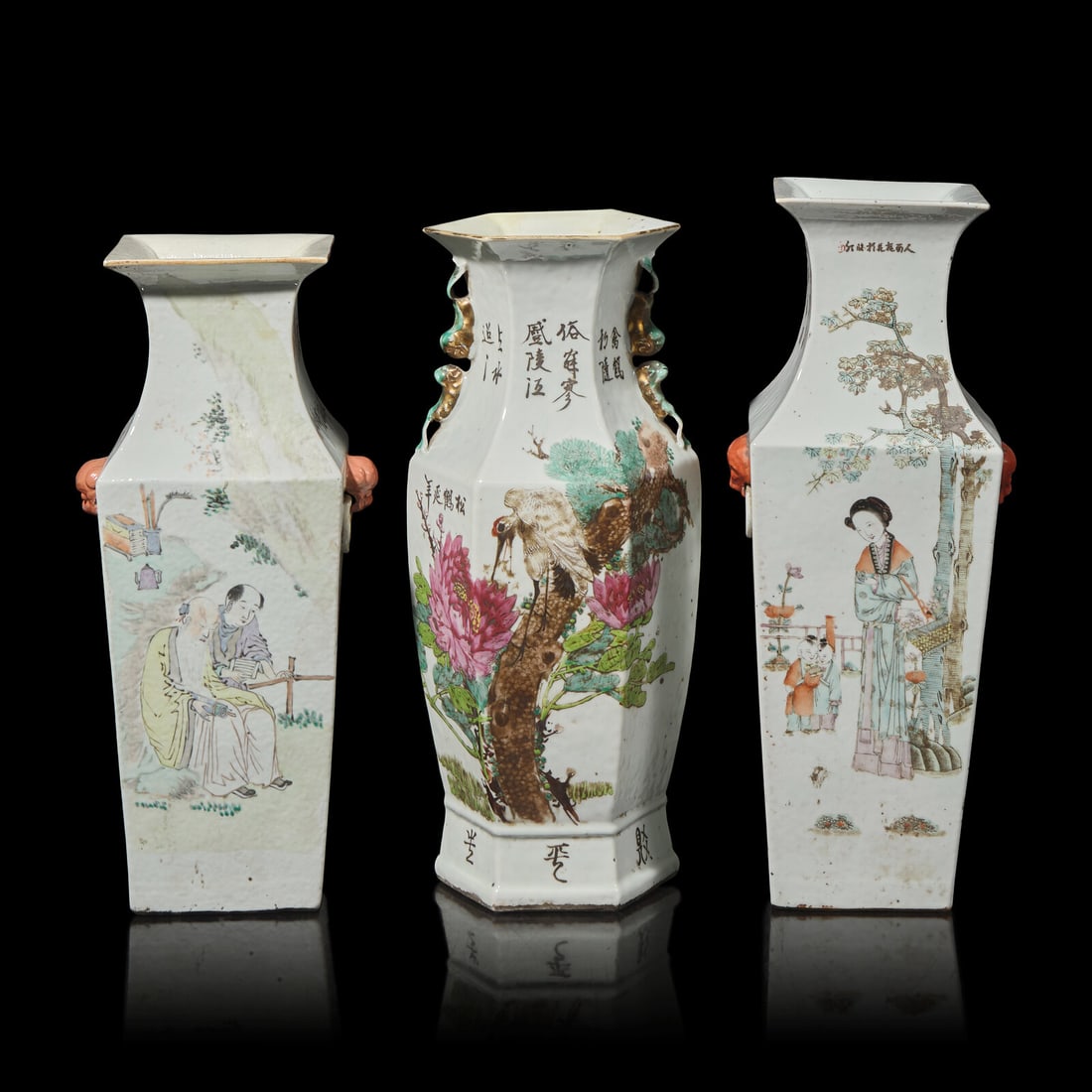 Three Chinese Qianjiang Porcelain Vases, 20th Century 民國 淺绛彩 (1 of 5)
