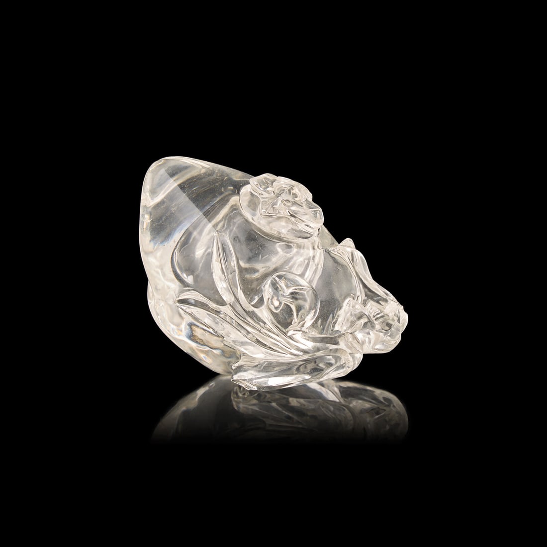 A Chinese Rock Crystal 'Peach' Coupe with 'Bat' Cover, 19th-20th Century 清晚期 (1 of 3)