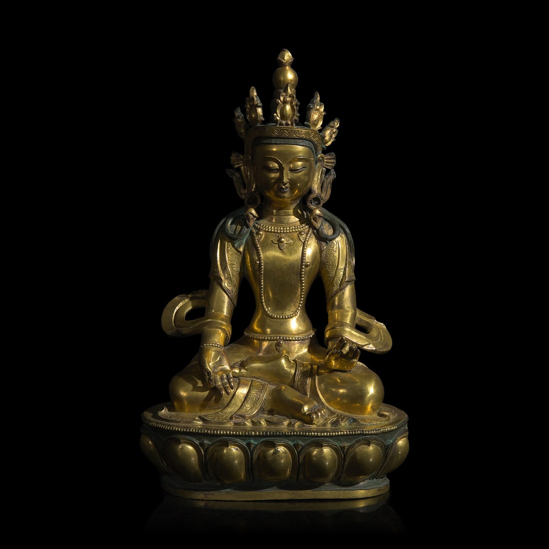 A Chinese Gilt Bronze Bodhisattva 鎏金銅菩薩坐像 (1 of 3)