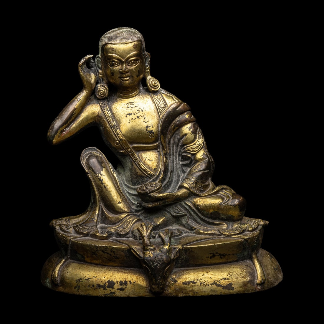 A Sino-Tibetan Gilt Bronze Figure of Milarepa 銅米拉日巴尊 (1 of 7)