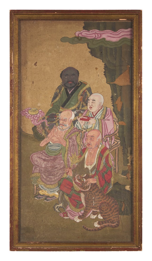 A Chinese 'Luohan' Painting on Paper, 19th Century 清 紙本羅漢像 (1 of 2)