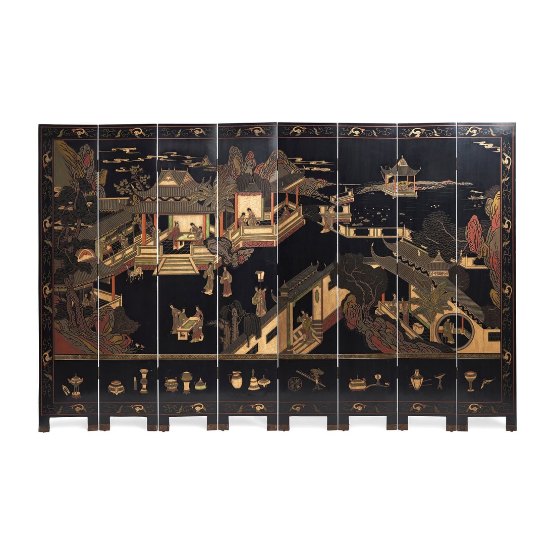 A Chinese Eight-Panel Coromandel Screen, 20th Century 近代 款彩八 (1 of 4)