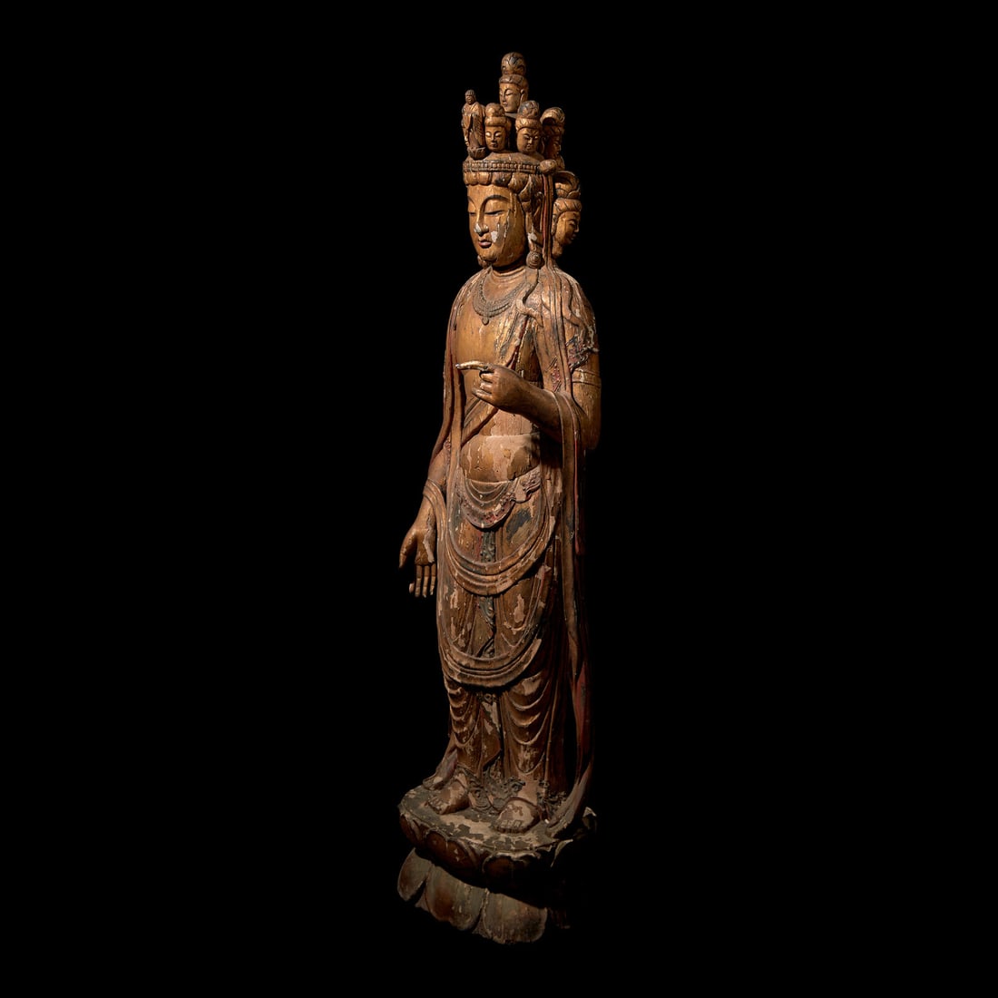 A Large Japanese Carved Giltwood Figure of Kannon (1 of 5)