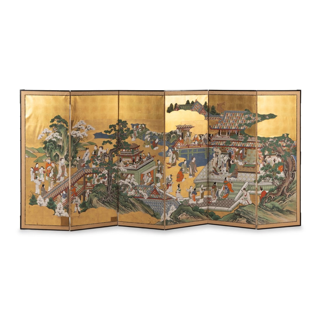 A Japanese Six-Panel Folding Screen, 20th Century 近代 日本金箔 (1 of 3)