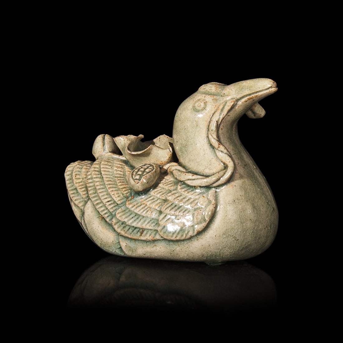 A Korean Celadon Glazed Porcelain Duck-Form Water Dropper 青釉鴨形硯 (1 of 5)
