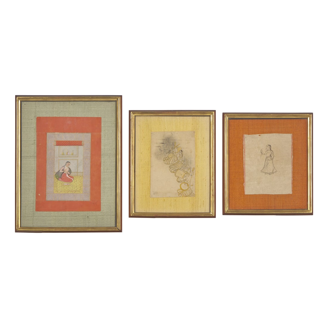 Three Indian Miniatures Depicting Women, 18th/19th Century 印度細密画 (1 of 5)