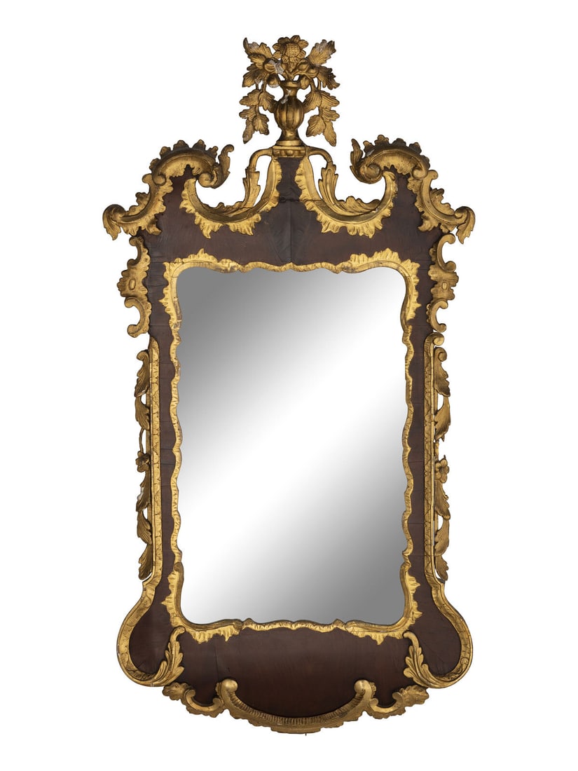 A George II Carved and Parcel-Gilt Mahogany Mirror (1 of 1)
