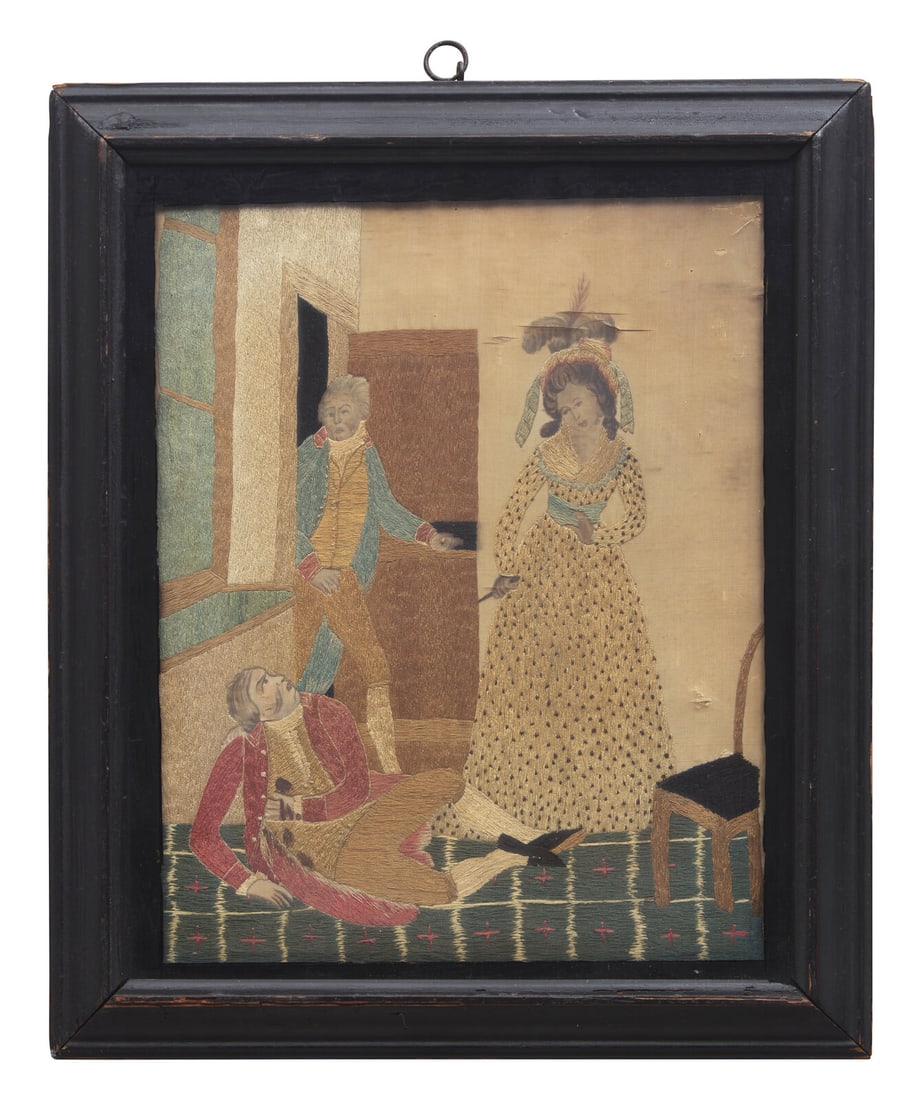 Anglo-French School 18th Century, A Needlework Picture: The Revolutionary Assassination of Jean-Paul (1 of 3)