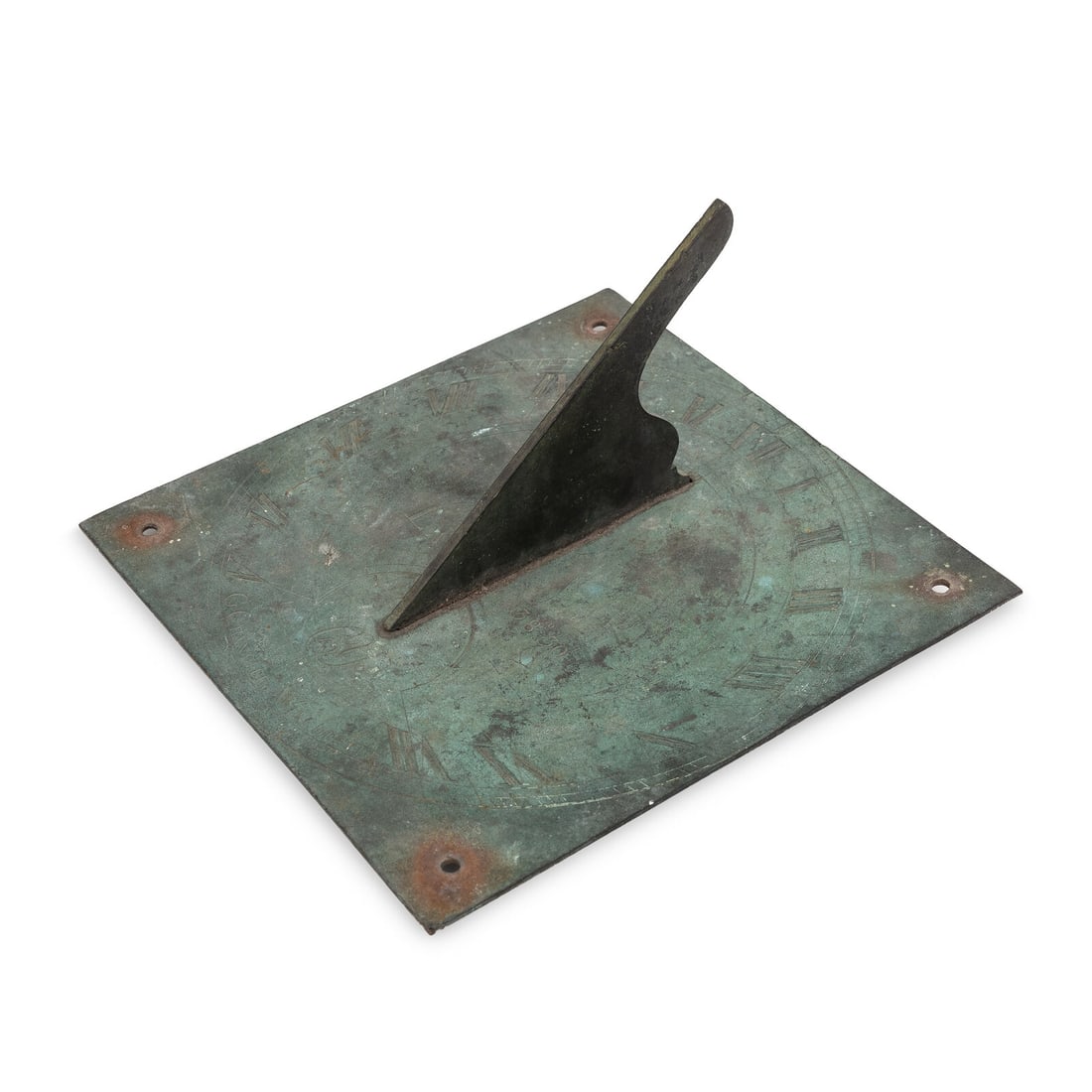 A Rare Goldsmith Chandlee (1751-1821) Engraved Brass Sundial: A Rare Goldsmith Chandlee (1751-1821) Engraved Brass Sundial Winchester, Virginia, Dated, "1789" engraved with Roman numerals, "LAT. 38 30," the initials, "CY", flanked by date, "17" "89," above "G. C