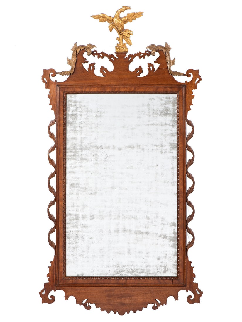A Rare Chippendale Parcel-Gilt and Carved Mahogany Vine Looking Glass (1 of 1)