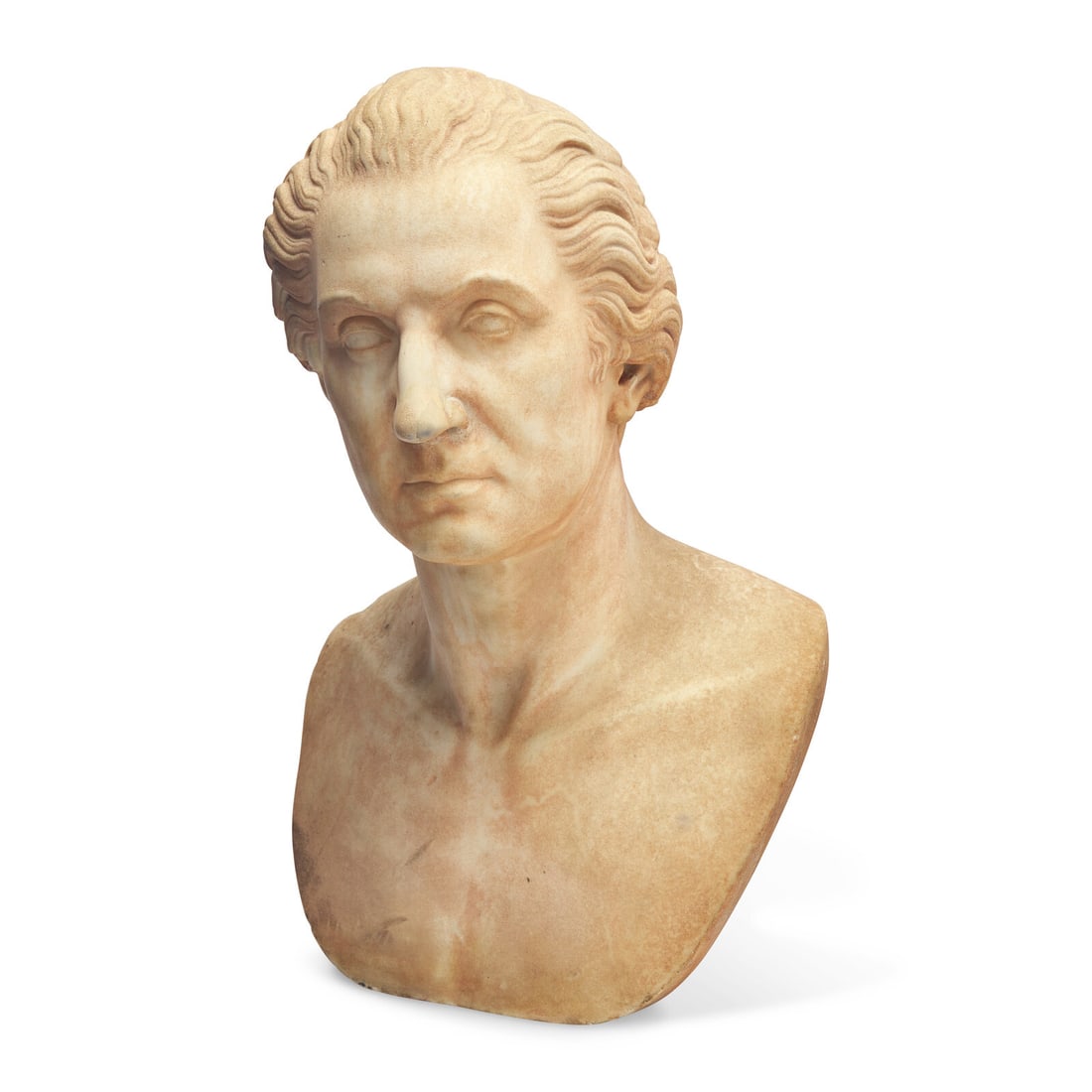 Attributed to Horatio Greenough (1805-1852), A Marble Bust of George Washington (1732-1799): Attributed to Horatio Greenough (1805-1852), A Marble Bust of George Washington (1732-1799) marble height: 23 1/2 inches. This lot is located in Philadelphia. Note: From a wealthy Boston family, Horat