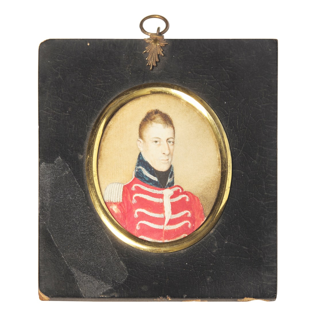 English School 19th Century, A Portrait Miniature of a British Officer (1 of 2)