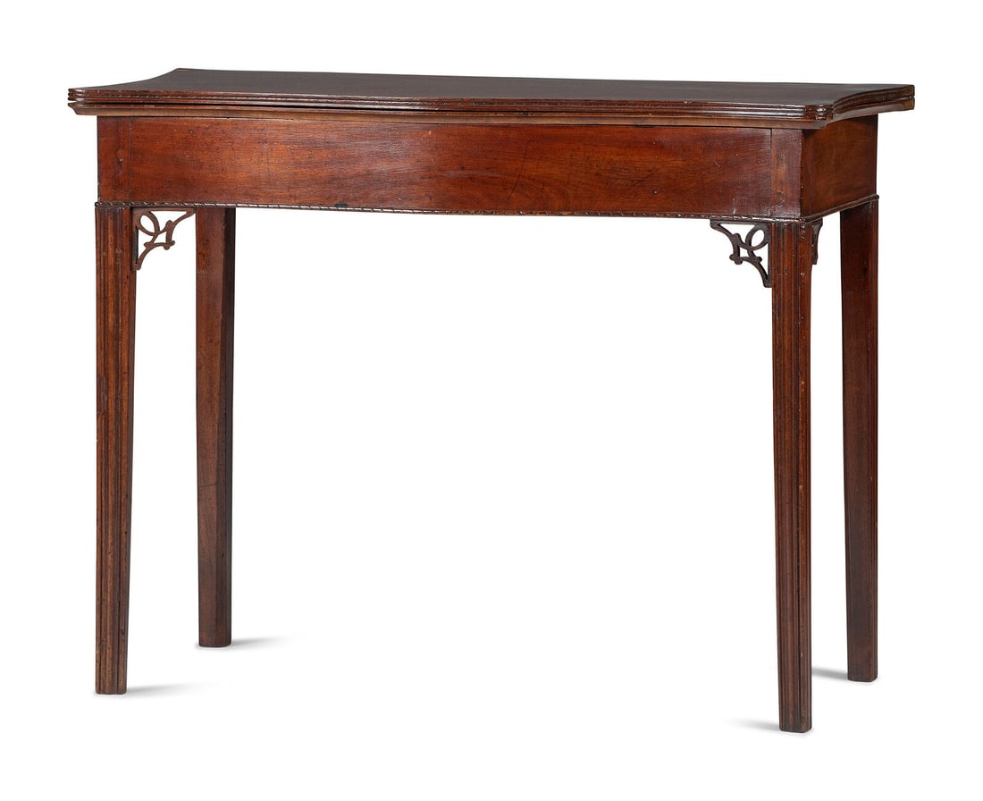 A Federal Carved Mahogany Serpentine Game Table (1 of 5)