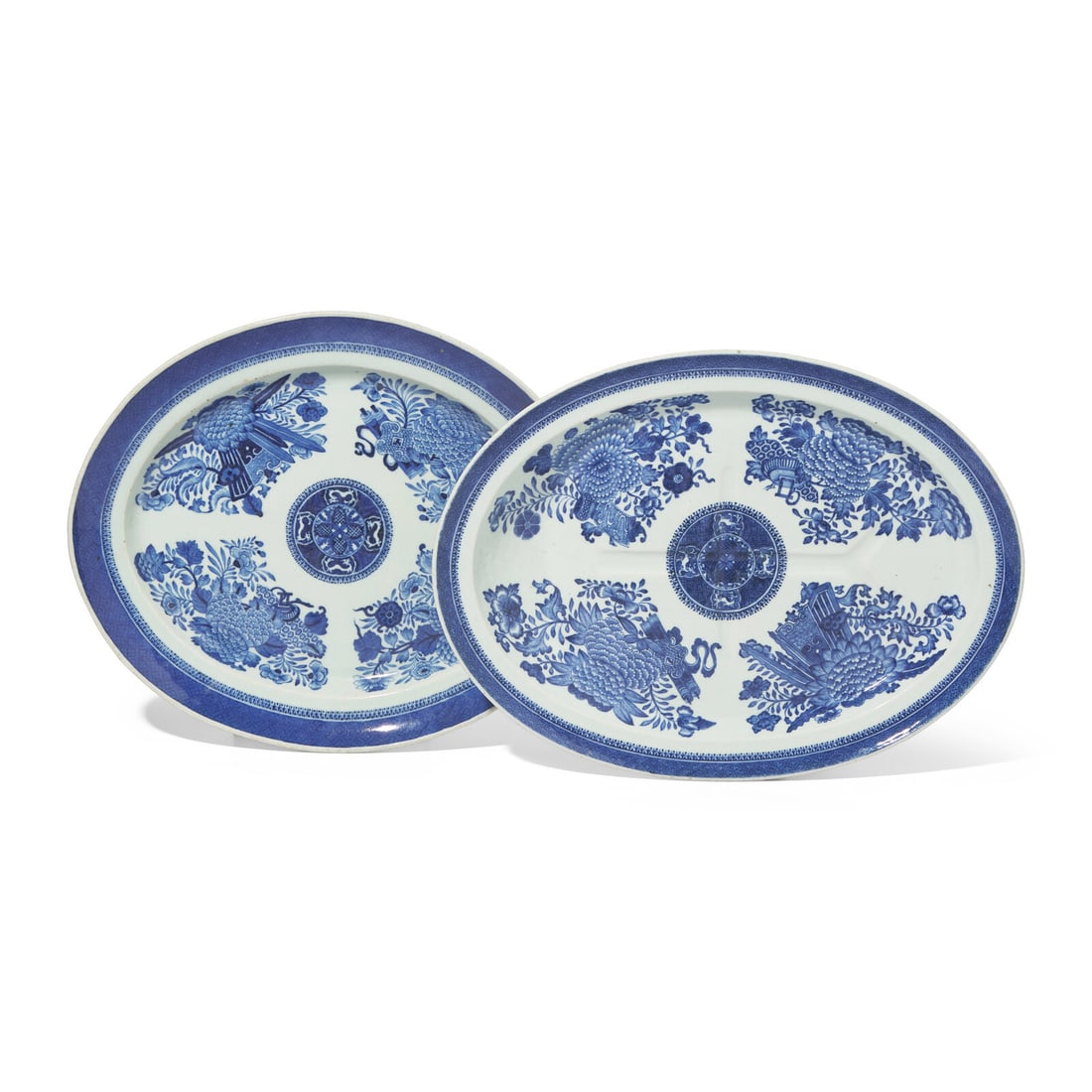 Two Chinese Export Porcelain Blue Fitzhugh Platters (1 of 3)