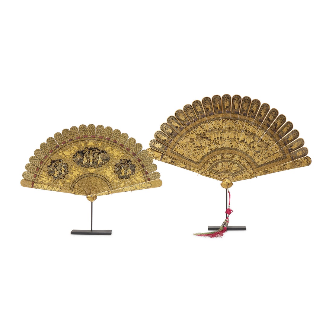 Two Lacquered and Gilt-Decorated Chinese Export Fans (1 of 3)