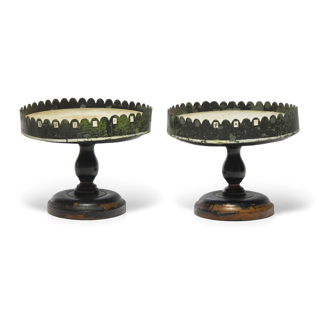 A Pair of Turned and Painted Wood, Tin, and Marble Tazzas (1 of 2)