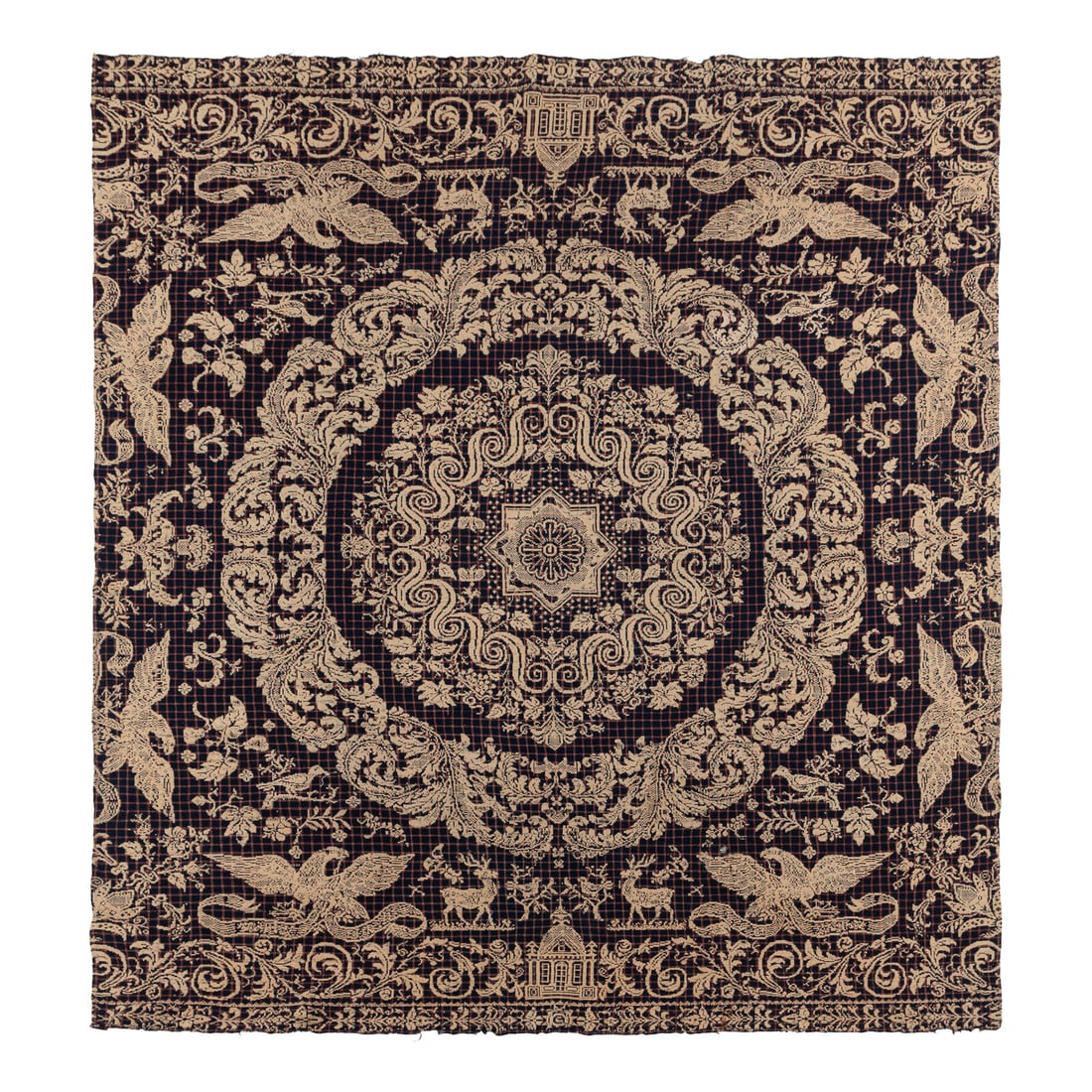 A Jacquard Woven Cotton and Wool Coverlet (1 of 2)