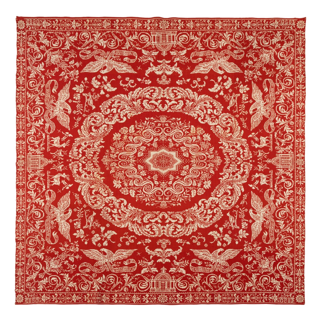 A Jacquard Woven Cotton and Wool Coverlet (1 of 2)