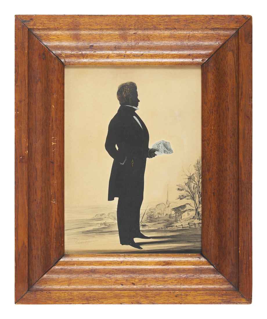 William James Hubard (1807-1862), A Silhouette Profile Portrait of a Man with Letter (1 of 3)