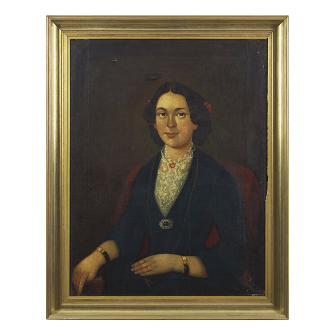 American School 19th Century, A Portrait of a Fashionable Lady (1 of 2)