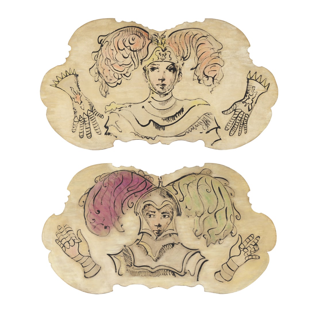 Christian Berard (French, 1902-1949) Pair of Cartouches for the "Bal du Panache" held at the Maison (1 of 5)