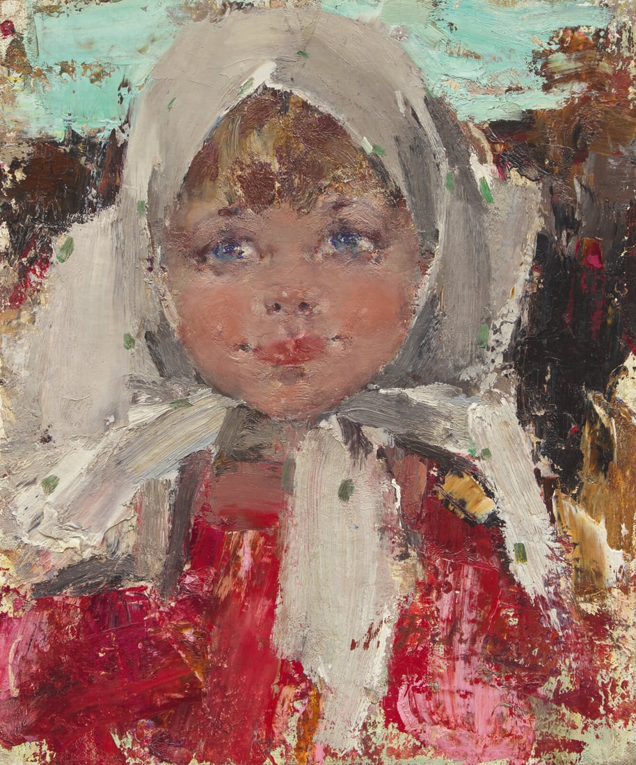 Nicolai Fechin (Russian, 1881-1955) Girl with White Headscarf, c. late 1920s (1 of 4)