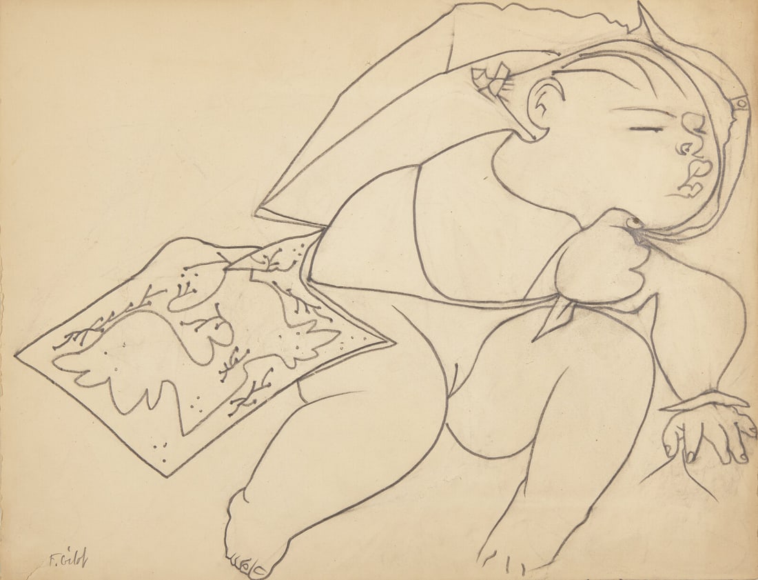 Françoise Gilot (French, 1921-2023) Paloma Endormie, 1951 (1 of 3)