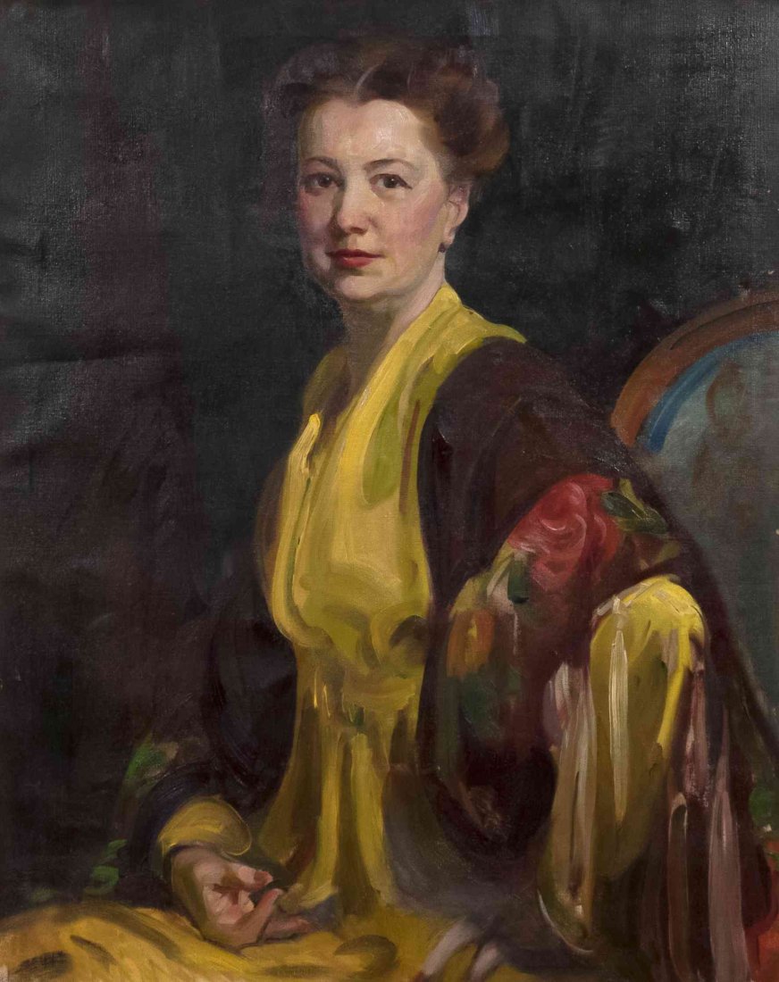 DeWitt McClellan Lockman, (American, 1880-1957), Portra: DeWitt McClellan Lockman (American, 1880-1957) Portrait of Mrs. Lockman oil on canvas 36 x 28 1/2 inches.