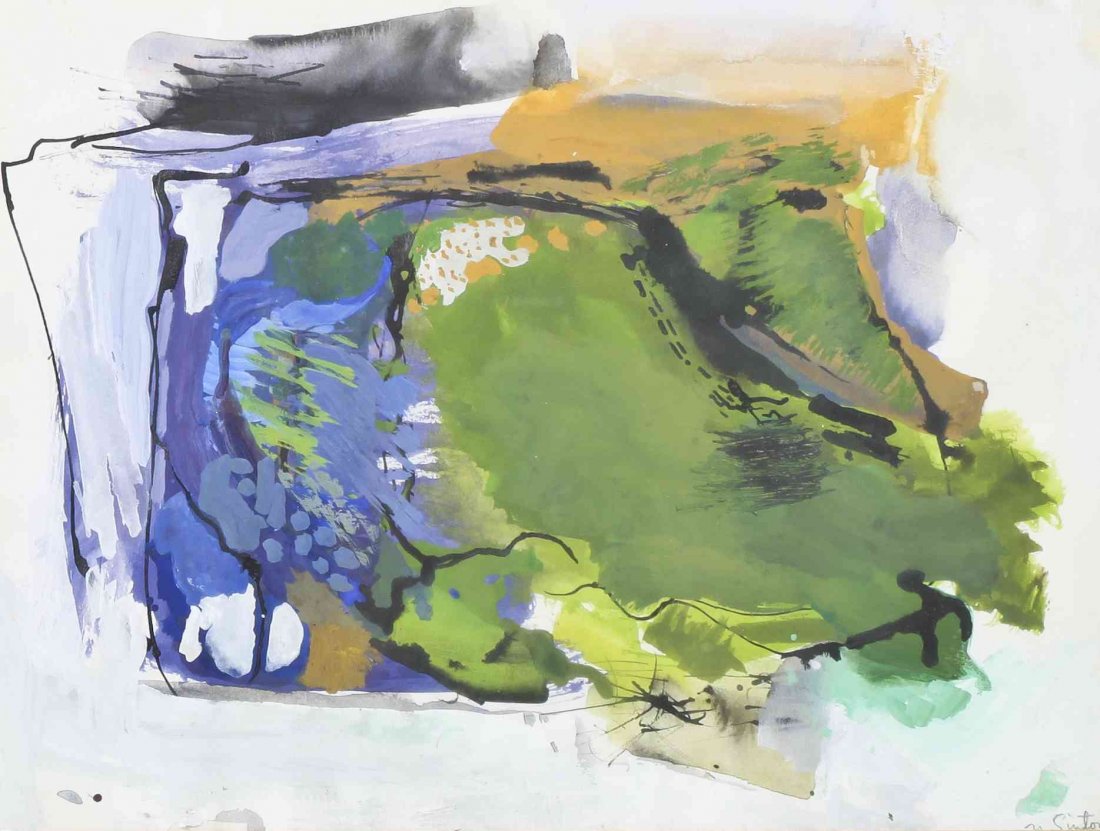 Nell Walter Sinton, (American, 1910-1997), Untitled, to: Nell Walter Sinton (American, 1910-1997) Untitled, together with another work by the artist mixed media on paper signed N. Sinton (lower right) 8 x 11 1/2 inches. Property from the Es