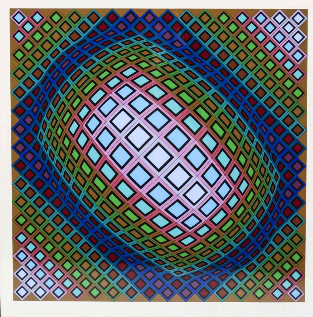 Victor Vasarely, (French/Hungarian, 1906-1997), Untitle: Victor Vasarely (French/Hungarian, 1906-1997) Untitled color lithograph edition 165/250, signed Vasarely (lower right) 27 x 27 1/2 inches. Property from the Collection of Ron Guillot,