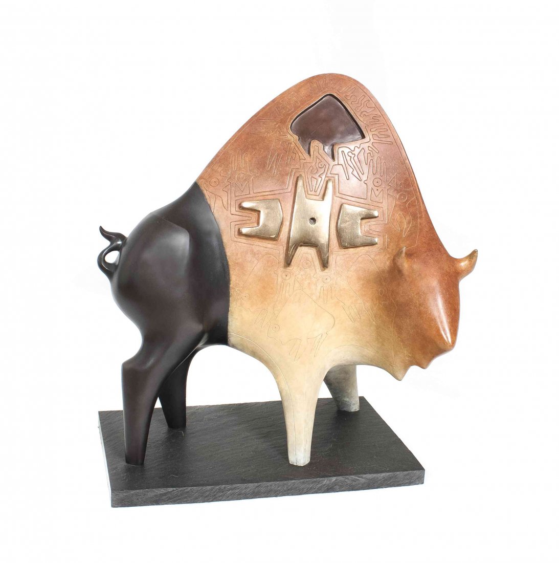 Gene and Rebecca Tobey, (American, 1945-2006 and b. 194: Gene and Rebecca Tobey (American, 1945-2006 and b. 1948) Buffalo, 1989 bronze, 1/15 signed Tobey and dated (lower left) Height 20 x width 19 x depth 12 inches. Property from the Colle