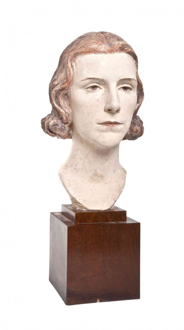 Jo Davidson, (American, 1883-1952), Katrina McCormick B: Jo Davidson (American, 1883-1952) Katrina McCormick Barnes Terracotta signed, Jo Davidson 1935 Height 12 3/4 inches. Property from the Estate of Katrina McCormick Barnes, Santa Fe, Ne