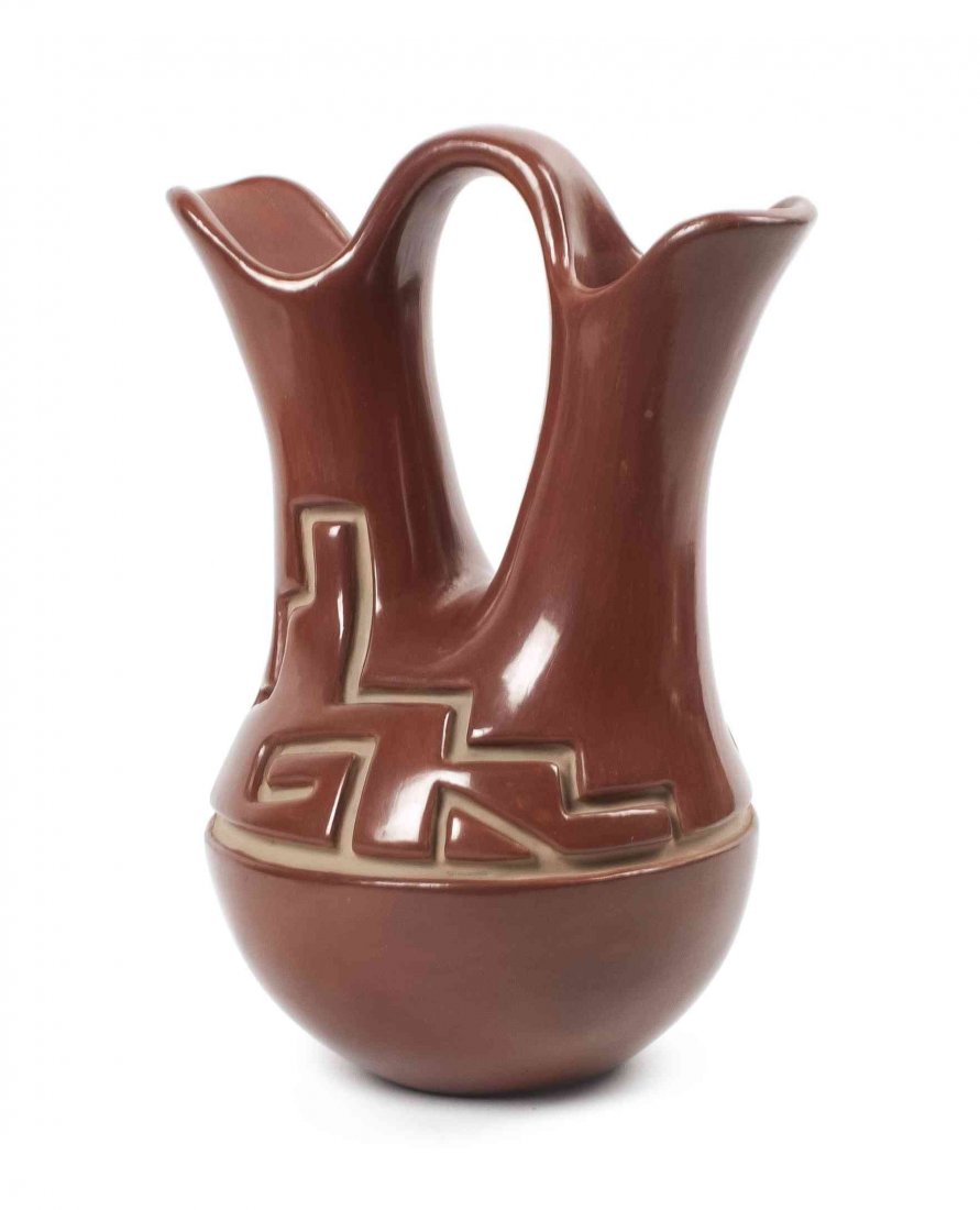 A Santa Clara Redware Wedding Vase, Margaret Tafoya, He