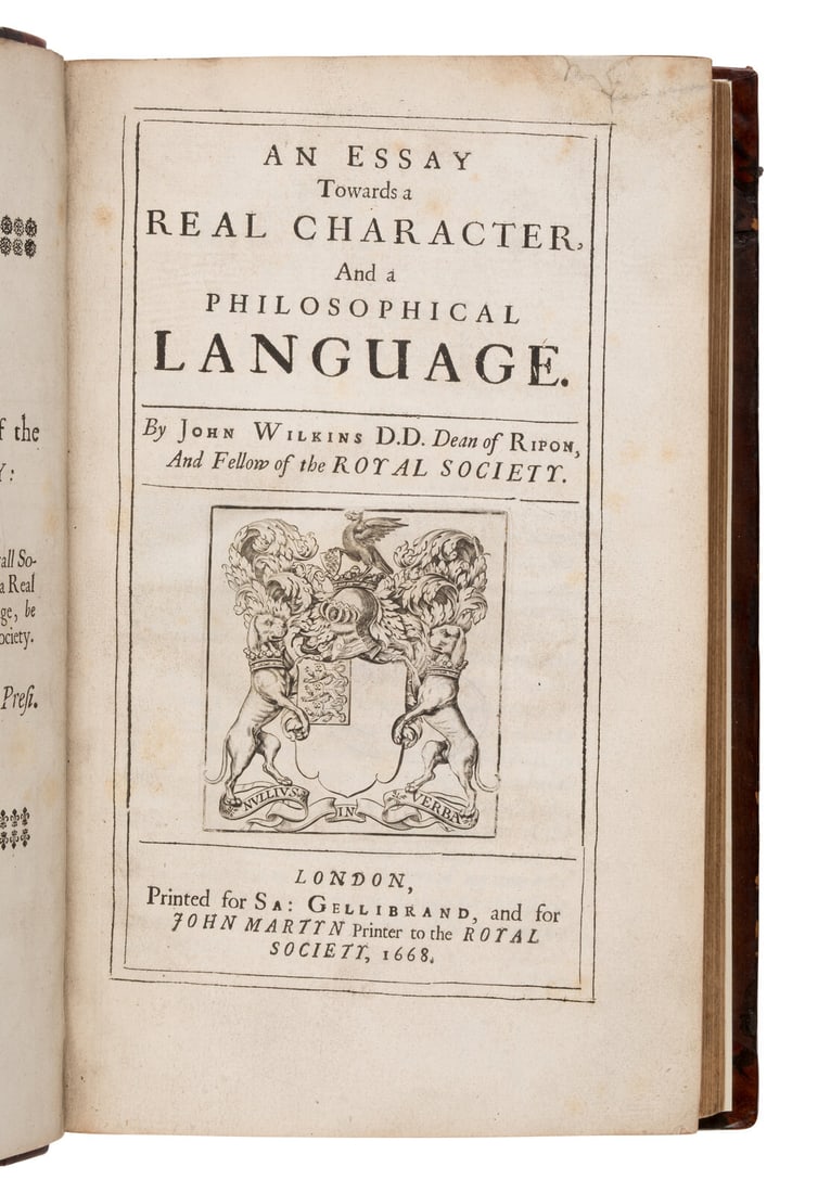 Wilkins, John (1614-1672). An Essay Towards a Real Character And a Philosophical Language. [With:] (1 of 1)